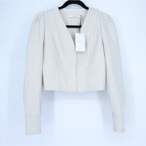 IRO Vema Denim Jacket NWT Ecru Silver Lurex Long Sleeve Women's 36/US 4